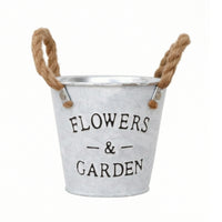 Whitewashed Planter Planter with Rope Handles Vintage Metal Planter Planter Rustic Decorative Flowerpot Farmhouse for Indoor Display, Balcony