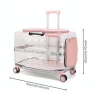 Pet Carrier with Wheels Transparent Pet Carrier Suitcase Breathable for Airport