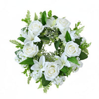 Artificial Rose and Lily Wreath Spring/Summer Floral Wreath Elegant Design Faux Flower Table Garland for Party
