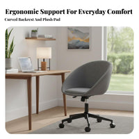 Upholstered Computer Seat Adjustable Height Upholstered Rolling Seat Soft Upholstery Ergonomic Design for Adults, Women, Bedroom
