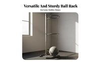 Space-Saving Design Exercise Ball Storage Rack Sturdy Steel Frame Exercise Ball Stand Sturdy Floor-Protecting Feet for Personal Trainers