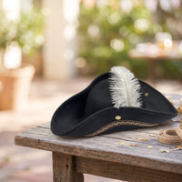 Pirate Hat with Feather Structured Pirate Costume Hat Elegant for Adults
