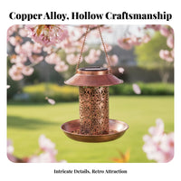 Solar Powered Bird Feeder Automatic activation/Off Hanging Solar Bird Feeder Metal Hollow-out Garden Lantern for Gardeners, Yard, Patio, Balcony