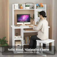 Writing Desk with Bookshelf Multi-functional Office Desk with Storage Shelves Wide Desktop Study Table for Students Suitable for Home Dormitory Bedroom