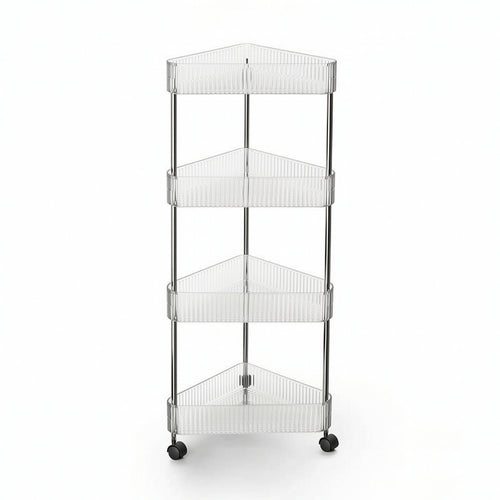 Rolling Corner Organizer Tiered Corner Shelving Rack with Wheels Mobile