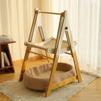 Double Layer Rocking Bed [Cat Bunk Bed], Lullaby Rocking Feature, Freestanding Cat Hammock and Swing, Padded Material for Sleeping and Playing