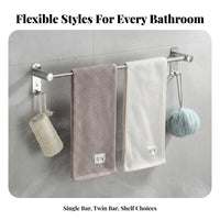 No-Drill Installation Wall-Mounted Towel Bar Rust-Proof Bathroom Hardware Rustproof Household Fixture Heavy-Duty for DIY Enthusiasts, Property Managers, Restroom, Lavatory, Laundry Room, Kitchen