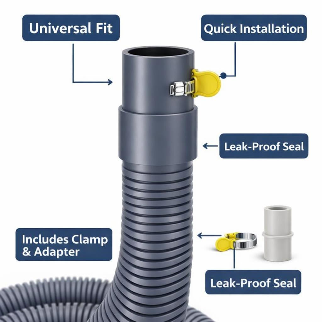 Washing Machine Drain Hose Extension, Thickened Flexible Hose for Universal Washing Machine Plumbing, with Clamp and Adapter, Laundry Room Setup