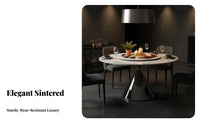 Extendable Rotating Extension Table Space-Saving circular table with rotating turntable Luxury Design Dining Room Set Marbledesign Top for Apartment Dwellers, Families, Homeowners, Small Living areas, Kitchen