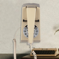 Vintage Corded Telephone Coiled Cord Corded Wall Telephone Round Dialing Surface Vintage Rotary Phone for Hotel, Bedroom