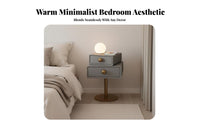 Rotating 2-Drawer Side Table Light Luxury Bedroom Furniture Space-Saving