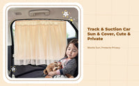 Car window shade blocks sun for infants.