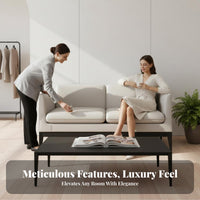 Light Luxury Design Modern Loveseat and Ottoman Luxuriously Cushioned Cushioning Reception Seating Minimalist Aesthetic Commercial Furniture Faux Leather Upholstery for Business Owners, Interior Designers, Apartment Dwellers, Beauty Salon, Waiting Room