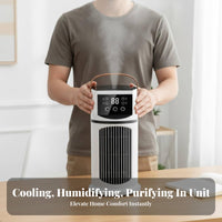 Cools & Humidifies Misting Desk Fan 8 Hour Timer Desktop Water Cooling Fan LED Nightlight for Office Workers, Students, Bedroom, Dorm Room