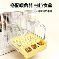 Transparent Multifunctional Bird Bath Basin and Feeding Bowl with Water Dispenser and Seed Separator