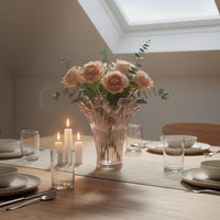 Pink Glass Vase Artistic Pink Vase Wavy Rim for Dining Table
