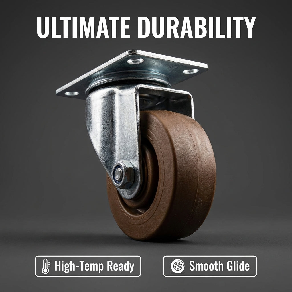 Heavy Duty Castor Wheels 5-inch Swivel Castor for Ovens, Industrial Equipment, High Temperature Resistant, Heat Resistant Nylon, Easy Installation
