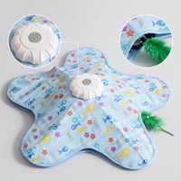 Cat Toy with Play Mat Feathered Feather Teaser Cat Toy Low-Height for Kittens