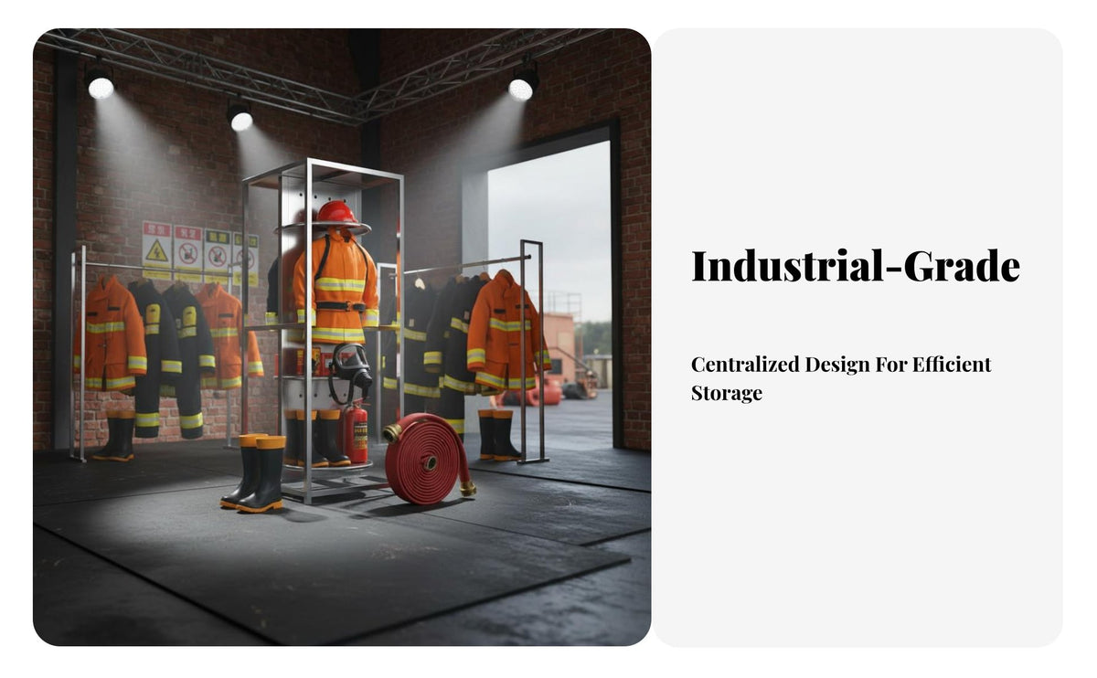Firefighter Gear Rack 360° Rotating Turnout Gear Storage Rack Heavy Duty Double-Sided Uniform Stand for Firefighters, Recovery Teams