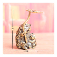 Hedgehog Statue with Umbrella Metal Hedgehog Figurine Textured for Shelf