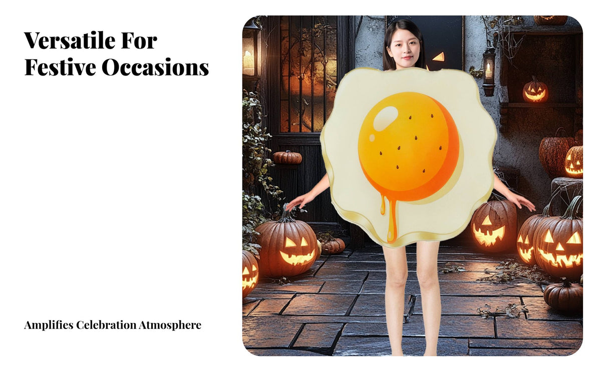 Fried eggs Costume Sponge Material Fried eggs Outfit Breakfast Food Costume for , Adults, Halloween, Stage Performance, Masquerade