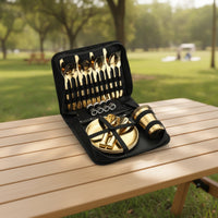 Stainless Steel Dining Cutlery Set Picnic Cutlery Set with Carrying Case Reusable Mess Kit for Camping, Picnics