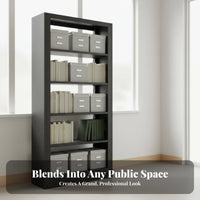 Steel Library Bookshelf Heavy Duty Freestanding Archive Shelving Sturdy Construction Multi-Tier File Shelf for Students, School Administrators, Study
