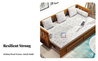 sturdy Wood Frame Pull-extendable Wooden Daybed Multi-Functional Pull-extendable Loveseat Sleeper Foldable Design transformable Couch Space-Saving for Apartment Dwellers, Students, Homeowners, Living Room, Small areas, Home Office