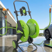 Push Hose Reel Cart Wheeled Hose Reel Cart with Wheels to Move Outdoor Storage for Yard