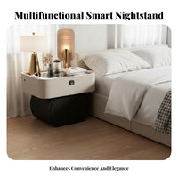 Smart Nightstand with Charger and Light Multiple Storage choices for Homeowners
