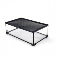 Front-Opening Glass Terrarium Black Habitat Tank Versatile for Desktop, Reptiles