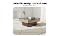 Rectangular Wooden Stand with Drawers Marble Pattern Top Tea Table Minimalist Design Ample Storage Space for Adults, Lounge Area