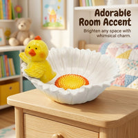 Cute Duck Ceramic Bowl, Floral Pattern