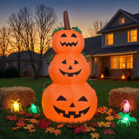 Inflatable Jack-O'-Lantern Stack Large Halloween Inflatable with LED Lights Stacked Pumpkins Outdoor for Yard, Lawn