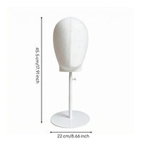 Adjustable Mannequin Head Stand Stainless Steel Base Cloth-Covered Mannequin Head Lightweight Retail Display