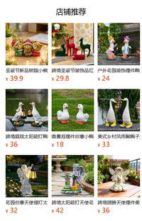 American Country Garden Resin Goose Statue with Hat