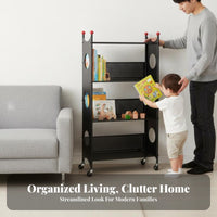 Multi-Level Rolling Cart Space Saving 4-Tier Mobile storage cart adaptable Use Ventilated Shelves for Students, Homeowners