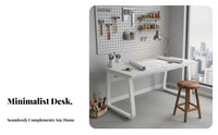 Simple Home Workstation Minimalist Design Rectangular Desk with Metal Legs Multi-Purpose Sturdy Frame for Teenagers, Bedroom