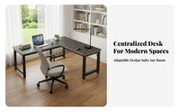 L-Shaped Desk with Hutch Integrated Shelving Office Furniture Space-Saving Ample Storage for Students, ptiers