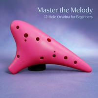 12 Hole Alto with Music and Lanyard, Musical Instrument Gift Box for Beginners, Easy to Play Ocarina - Pink