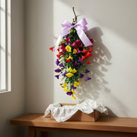 Colorful Morning Glory Swag Easy to Hang Floral Door Wreath for Outdoor, Wedding