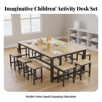 Kids Craft Table Multiple Colors Kindergarten Craft Table Versatile Modular Classroom Desk for Preschoolers, Parents, Tutoring Center, Daycare, Home