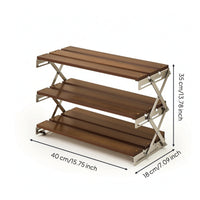 3-Tier Desktop Rack Tabletop Foldable Shelf with Metal Frame Space-Saving
