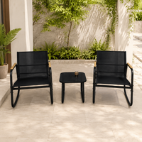 Folding Chairs Set of 3, Metal, Compact Storage, Waterproof, Outdoor, Camping, For Balcony