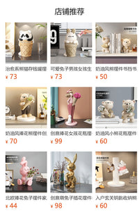 Cream Style Rabbit Vase Ornament for Living Room TV Cabinet Dining Table Entryway Flower Arrangement Home Decor Birthday Housewarming Gift