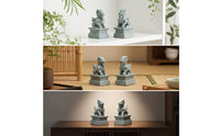 Stone Look Statues with Pedestal Carved Guardian Beast Ornaments for Photo Props
