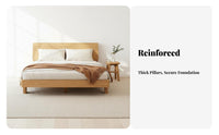 Solid Wood Construction Wooden Platform Bed Minimalist Design Bedroom Furniture Natural Finish Bedstead No Box Foundation Needed for Couples, Homeowners, Students, Guest Room, Apartment, Hotel