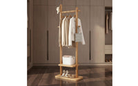 Multi-Functional Solid Wood Garment Rack Heavy Duty Clothing Organizer Water-Based Paint Household Furniture Easy Assembly for Entryway, Walk-in Closet