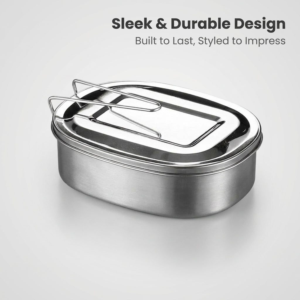 Stainless Steel Lunch Box, Stackable Multi Layer Lunch Box for Work, Folding Handle Lunch Box, Secure Buckle Lunch Box, Steel Lunch Box for Office