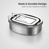 Stainless Steel Lunch Box, Stackable Multi Layer Lunch Box for Work, Folding Handle Lunch Box, Secure Buckle Lunch Box, Steel Lunch Box for Office